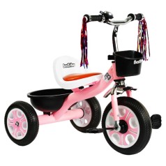 Велосипед 3-х колісний LM-2633 "Best Trike" (1) РОЖЕВИЙ, піно колесо, металева рама, дзвіночок, 2 кошики, переднє d = 26 см, заднє d = 20, в коробці