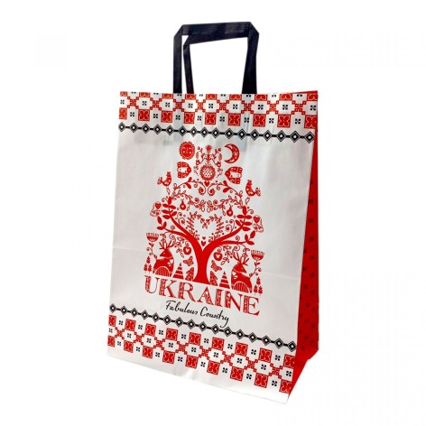 Пакет бумажный с ручками Крафт белый 25х15х34,5