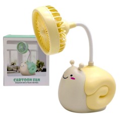 Вентилятор "Улитка", встроенный аккумулятор, USB кабель, в коробке (ЖЕЛТЫЙ)