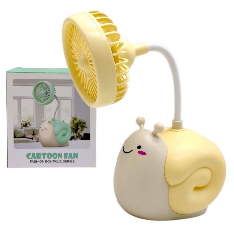 Вентилятор "Улитка", встроенный аккумулятор, USB кабель, в коробке (ЖЕЛТЫЙ)