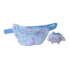 Сумочка-бананка с мякоб игрушкой-пином аниме Sanrio Cinnamon голубая