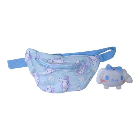 Сумочка-бананка с мякоб игрушкой-пином аниме Sanrio Cinnamon голубая