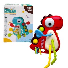 Погремушка "Динозавр" (поп-ит, резиновые прорезыватели и элементы для перетаскивания) микс