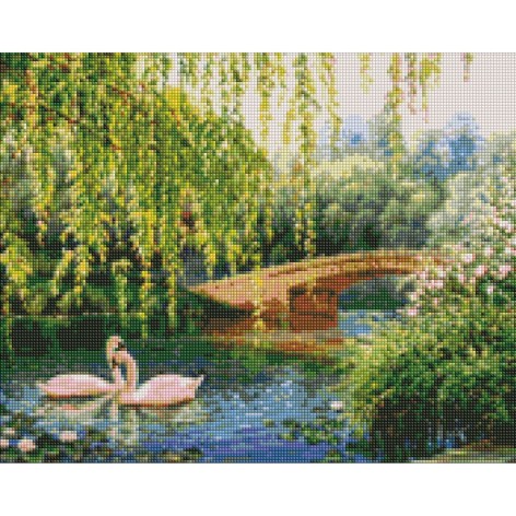 Алмазна мозаїка "Лебеді на озері"