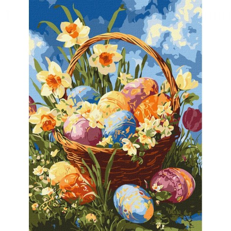 Набор для росписи по номерам "Корзина с писанками и нарциссами" 30х40см