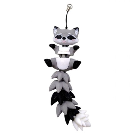3D Брелоки FLEXI RACCOON LONG TAIL/ ЕНОТ ХВОСТИК KEYCHAINN, 3D печать