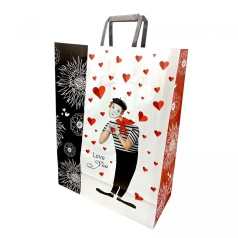 Пакет бумажный с ручками Крафт белый 32х15х42см.