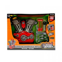 Музыкальный двигатель, конструктор, имитация зажигания двигателя, подсветка, звуки, подвижные элементы, в коробке