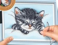 Вышивка крестиком на канве "Cross Stitch: Спящий котёнок"