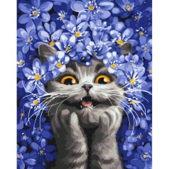 Картина по номерам "Киса в подснежниках" 40x50 см. Марианна Пащук