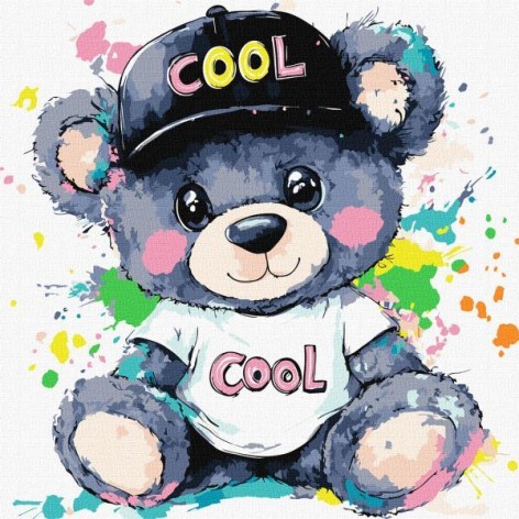Картина за номерами - Крутий ведмедик 40х40 см.