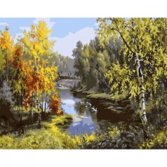 Картина по номерам "Речка и гуси" 40х50 см