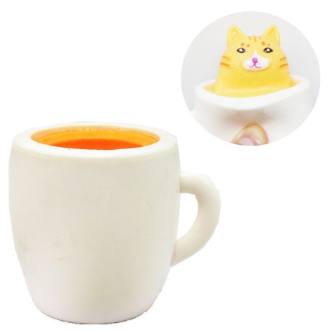 Игрушка антистресс "Кошка в чашке" белая