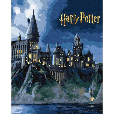 Картина по номерам с красками металлик "Harry Potter: Хогвартс ночью" 40х50см