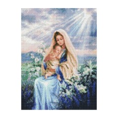 Алмазна мозаїка "Марія з Ісусом у ліліях" 30х40 см