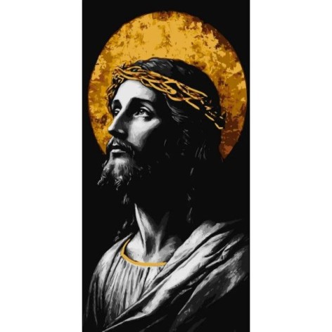 Картина за номерами з фарбами металік "Образ Спасителя" 40*80 см
