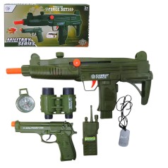 Военный набор оружие, бинокль, рация, коробка. 38*4,5*19 см