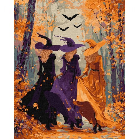 Картина по номерам "Три ведьмы в лесу" 40x50 см