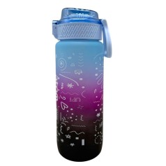 Бутылка для воды 800 мл, трубочка, в пакете (голубой)