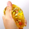 Сквиш антистресс "Кубик льда" LED подсветка с фруктами 5 см (Розовый)