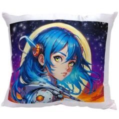 Подушка "Аниме девушка в художественном мире" размер 28х28 см (розовая с нанесением сублимации)