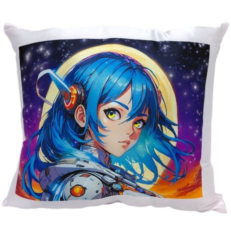 Подушка "Аниме девушка в художественном мире" размер 28х28 см (розовая с нанесением сублимации)