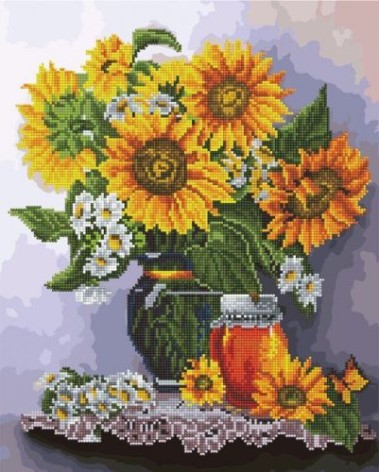Картина за номерами + Алмазна мозаїка "Соняшники та мед" ????