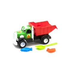 Вантажівка з лопаткою та формами для піску зелена.