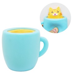 Игрушка антистресс "Кошка в чашке" голубая