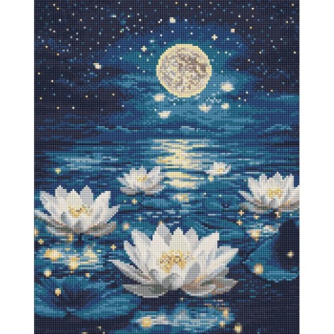 Алмазная мозаика "Лотос под сиянием" 40х50 см