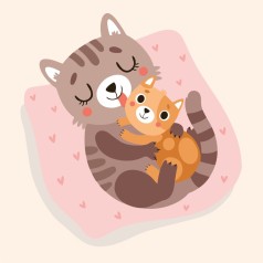 Картина по номерам "Кошка с котёнком" 30х30 см