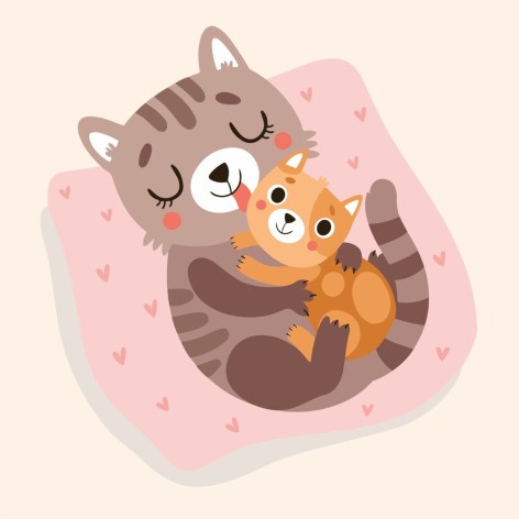 Картина по номерам "Кошка с котёнком" 30х30 см