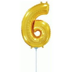 Шарик фольгированный "День Рождения: Цифра 6", мини, золото