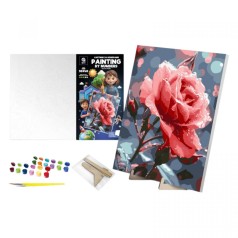 Набор для росписи по номерам 30х40 см "Роза на розе" с деревянной подставкой