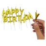 Свічки для торта "Напис - Happy Birthday" золото