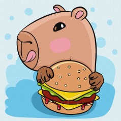 Картина за номерами "Капібара і бургер" 30х30 см