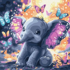 Картина по номерам с красками металлик "Беззаботный слоник" 30х30 см