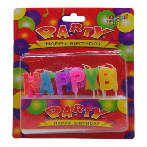 Свечи для торта "Happy Birthday - блискітки"