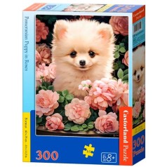 Пазлы "Щенок померанского шпица в розах", 300 элементов