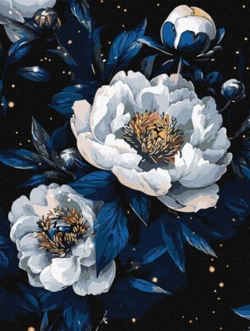 Картина по номерам - цветочное созвездие с красками металлик extra 30х40 см.