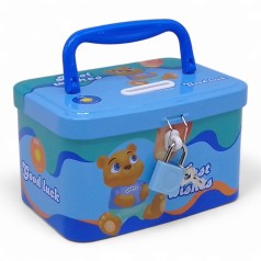 Скарбничка металева, з замочком Блакитна