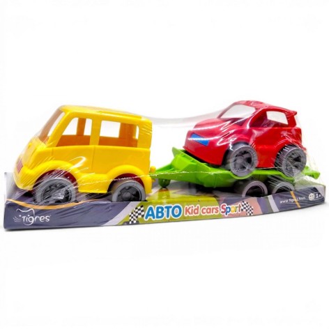 Набор авто Kid cars Sport (автобус желтый + красная машинка)