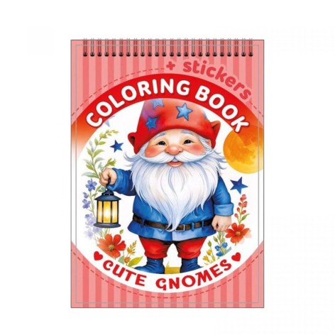 Раскраска с наклейками 105 х 148 мм 12 ар.(CUTE GNOMES)