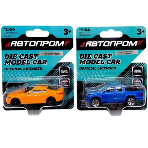 Машина металлическая АВТОПРОМ, 1:64, микс видов (планшет 10*3,5*12 см)