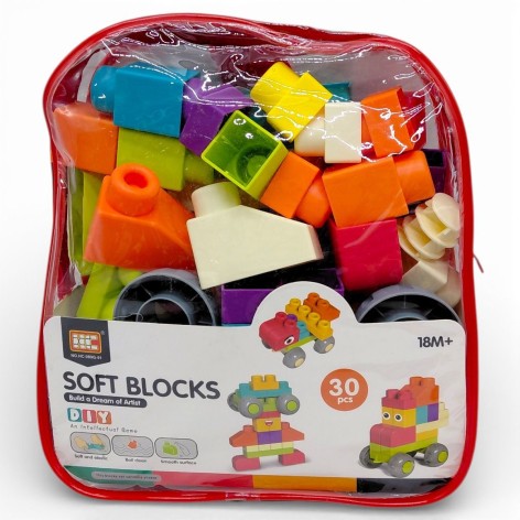 Конструктор, 30 деталей, мягкий пластик (КРАСНЫЙ)