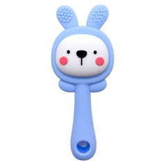 Силіконовий прорізувач-брязкальце Зайка (СИНІЙ)