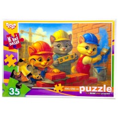 Мягкие пазлы 35 элементов (КОТЫ СТРОИТЕЛИ)