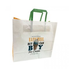 Пакет бумажный с ручками Крафт белый 32х15х30 см