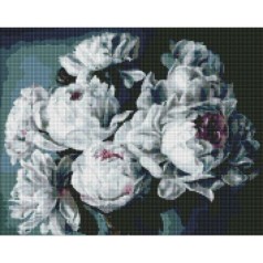 Алмазная мозаика "Белоснежные пионы" 40х50см