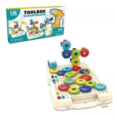 Мозаика 222 детали, шуруповерт, съемный мотор, реверс, в коробке